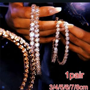 Huge Rhinestone hoop diamond simulated earrings silver